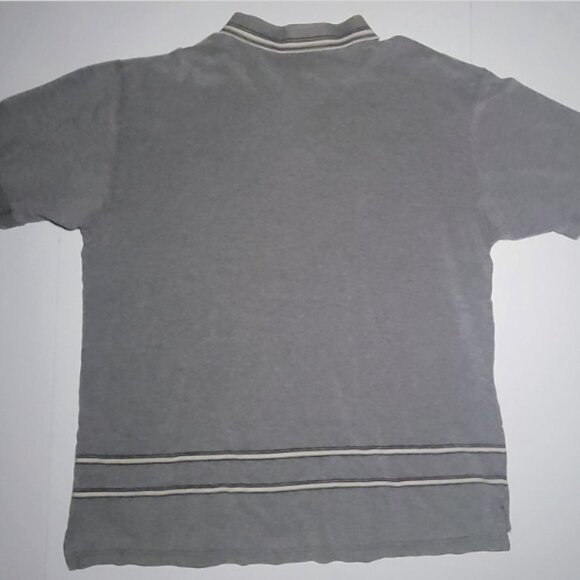 Chaps Ralph Lauren Mens Gray Short Sleeve Cotton Polo with Stripes Size XL - Picture 2 of 8